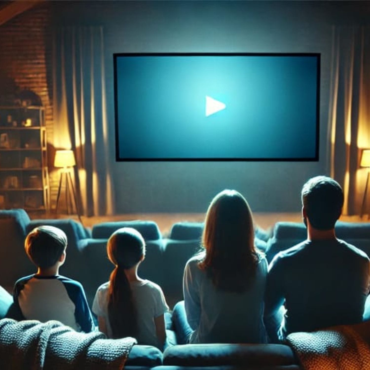 A family enjoys Quality time watching TV